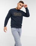 Original Penguin Micro Fleece Sweatshirt In Navy With Chest Logo