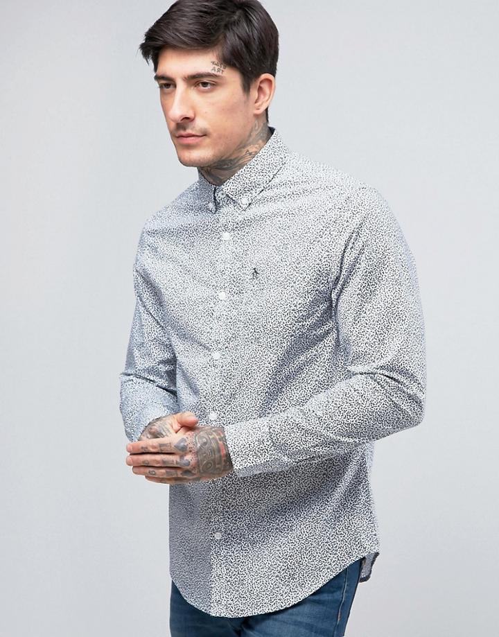 Original Penguin Slim Fit Shirt In Floral Print In Navy - Navy