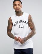 Asos Muhammed Ali Sleeveless T-shirt With Dropped Armhole In White - B