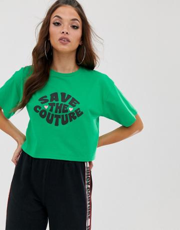 Juicy Couture Save The Couture Slogan Boxy Tee
