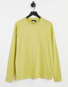 Asos Design Organic Blend Oversized Long Sleeve T-shirt In Washed Green