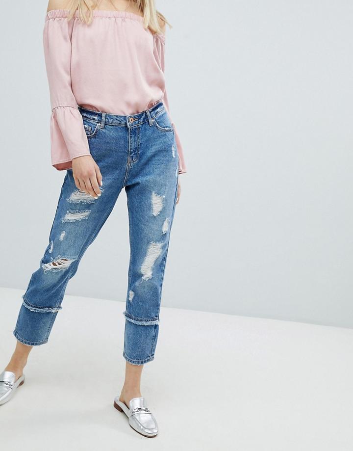Only Destroyed Straight Jean - Blue