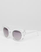 Jeepers Peepers Clear Frame Cat Eye Sunglasses - Silver