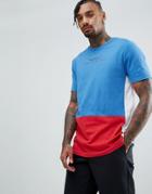 Asos Longline T-shirt With Color Block Panelling And City Tex - Blue