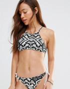 Vero Moda Geo-tribal Print High Neck Bikini Top - Multi