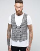 Noose & Monkey Super Skinny Vest In Dogstooth - Multi