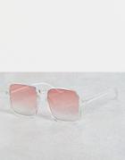 Svnx Large Square Sunglasses With A Tinted Peach Lens-orange