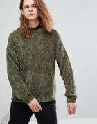 Asos Heavyweight Chenille Sweater In Khaki - Green