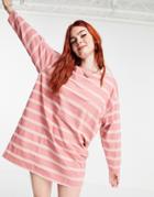 Asos Design Oversized T-shirt Dress In Tonal Pink Stripe