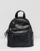 Claudia Canova Lizard Effect Print Mini Backpack - Black