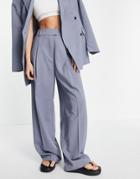 Topshop Tailored Wide Leg Pants In Blue
