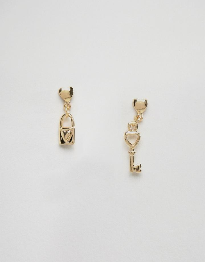 Asos Lock & Key Love Earrings - Gold