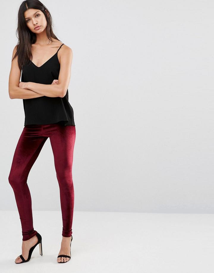 Club L Velvet Leggings - Red