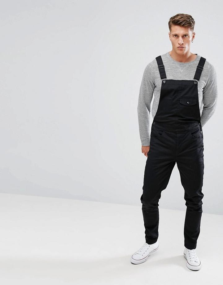 Asos Skinny Overalls In Black - Black