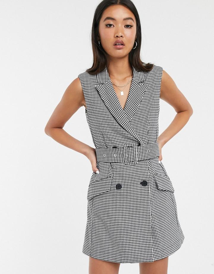 Bershka Sleeveless Blazer Dress In Multi-black