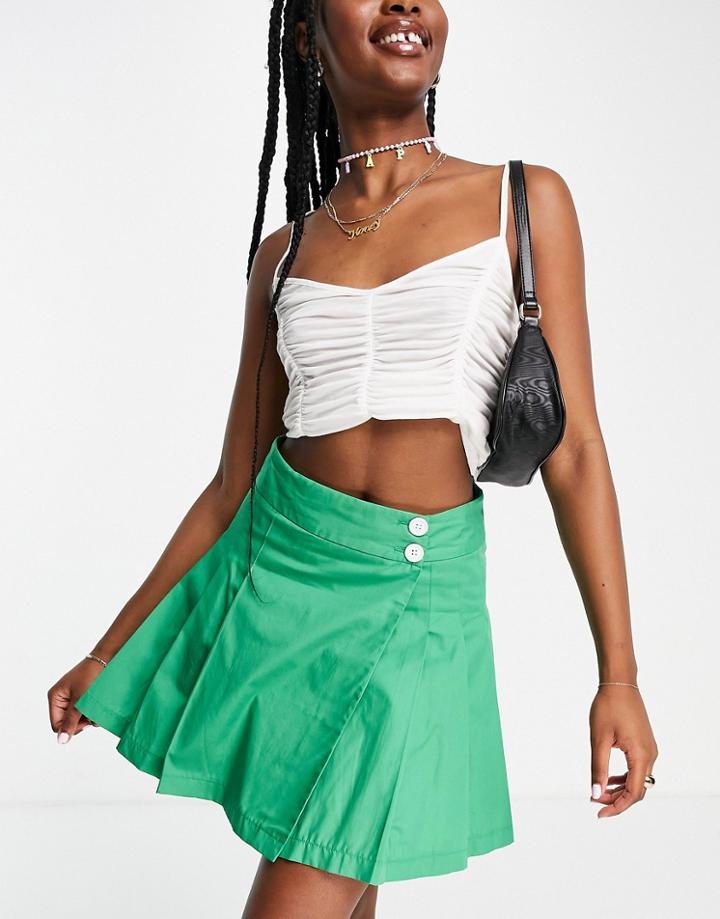 Topshop Plain Tennis Skirt In Green