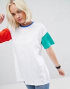 Asos T-shirt In Oversized Cutabout Color Block - White