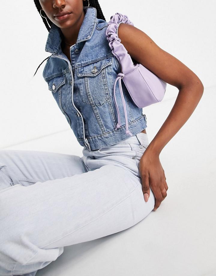 Truffle Collection Ruched Handle Bag In Lilac-purple