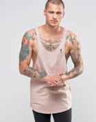 Religion Loose Fitting Tank In Longline With Curved Hem - Pink