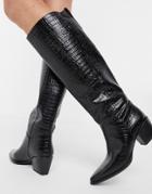 Vagabond Betsy Knee High Boot In Black Croc