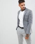 Asos Design Super Skinny Texture Blazer In Charcoal-gray