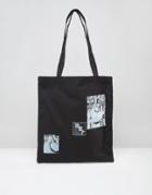 Asos Tote Bag With Patch Print - Black