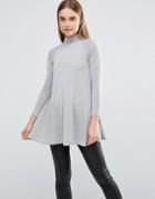 Ax Paris Turtleneck Knitted Swing Top - Silver