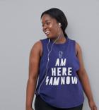 Asos 4505 Curve Reflective Running Tank With 'i Am Here I Am Now' Print - Navy
