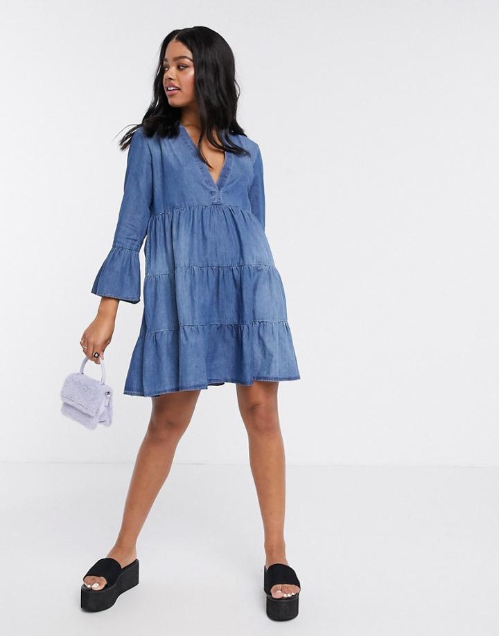 Jdy Denim Smock Dress In Blue-blues