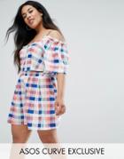 Asos Curve Summer Check Crop Top Co-ord - Multi