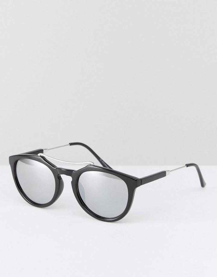 7x Round Sunglasses In Tort With Chrone Lens - Black