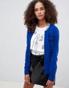 Love Moschino Wool Cashmere Blend Bomber Cardigan - Blue