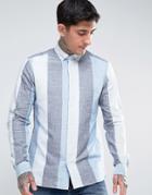 Ymc Wide Stripe Button Down Shirt - Blue