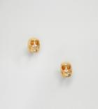 Reclaimed Vintage Inspired Skull Stud Earrings In Sterling Silver With Gold Plating - Silver