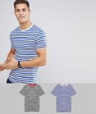 Asos Muscle Stripe T-shirt 2 Pack Save - Multi