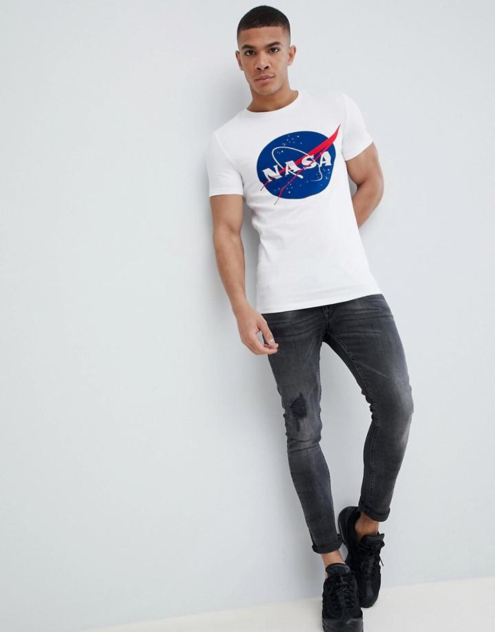 Asos Design Nasa Muscle T-shirt - White