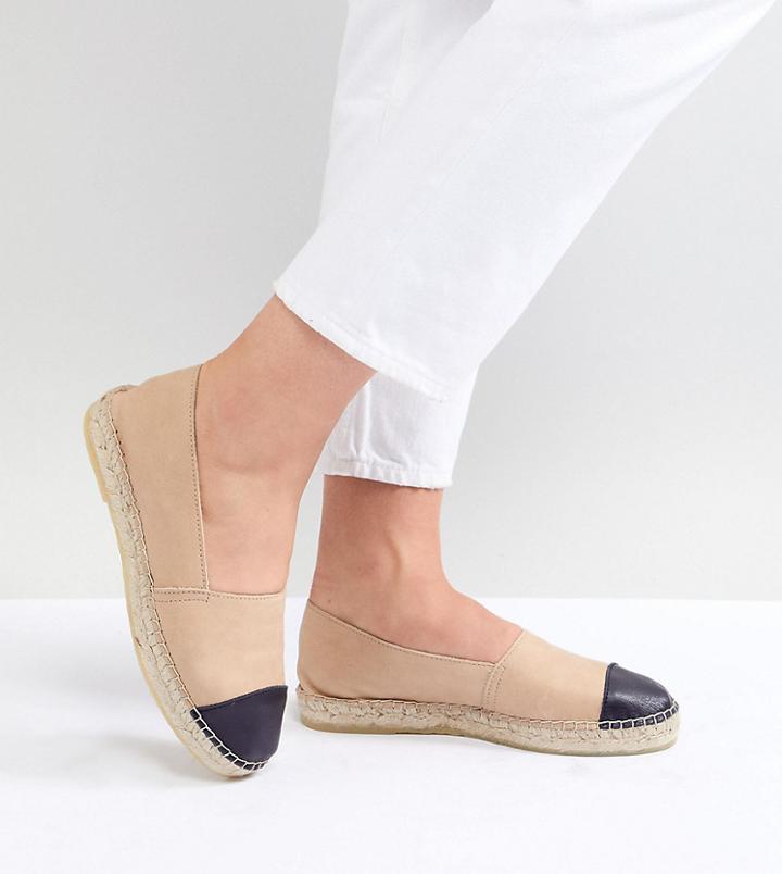 Park Lane Wide Fit Leather Toe Cap Espadrilles - Beige