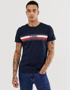 Tommy Hilfiger Chest Icon Stripe Logo T-shirt In Navy - Navy