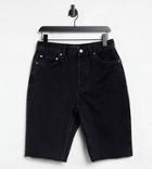 Asos Design Tall Organic Cotton Blend Denim '90s' Longline Shorts In Washed Black