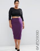 Asos Curve Midi Pencil Skirt In Jersey - Purple