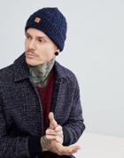 Dead Vintage Cable Beanie Hat With Navy Fleck - Blue