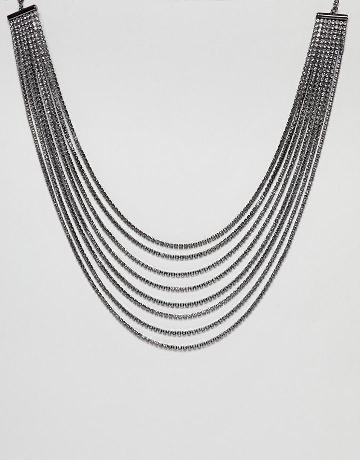 Coast Uma Crystal Layerd Necklace - Silver