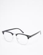 Asos Retro Glasses With Clear Lens In Black - Black