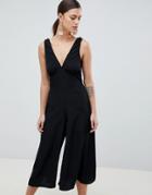 Asos Design Sleeveless Tea Jumpsuit-black
