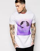 Asos T-shirt With Neoprene And Global Print In Relaxed Fit - White