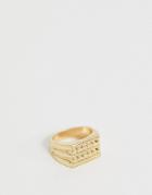 Asos Design Chunky Signet Ring In Gold Tone - Gold