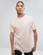 Asos Oversized T-shirt With Double Sleeve And Hem In Pink Wash - Pink