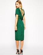 Asos Clean Pencil Dress With Cowl Back - Forest Green