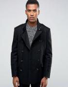 New Look Peacoat In Black - Black
