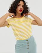 Vero Moda Stripe Amour Slogan Tee - Multi